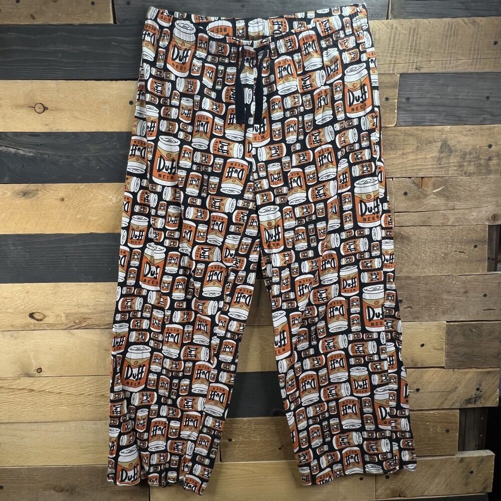 The Simpsons Duff Beer Can Universal Studios M Pajama Pants PJs